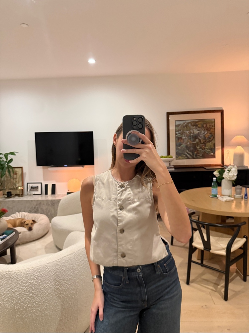 Aritzia Cropped Vest Tank in Tan